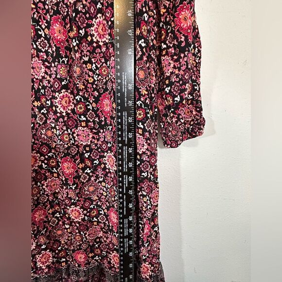 Lane Bryant Floral Maxi Dress Lace Up Neck Womens Plus Size 16 black pink boho - Picture 10 of 16